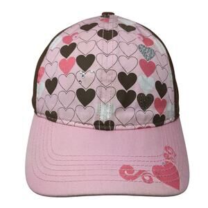 Heart Print Strapback Baseball Cap Multi OS Adjustable Concept One Accessories
